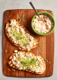 tartinade au saumon, pomme verte et aneth