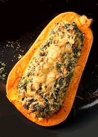 courge-butternut-butternuts farcis à la viande hachee, épinards et ricotta