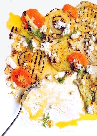 fenouil grillé, vinaigrette aux agrumes et fromage de chèvre