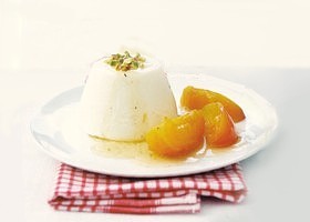 timbale au fromage blanc, compote abricots