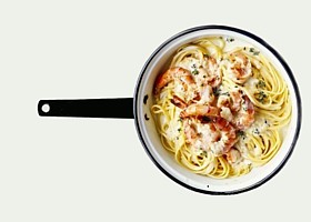 linguine aux scampi, sauce vin blanc et pastis