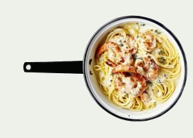 linguine aux scampi, sauce vin blanc et pastis