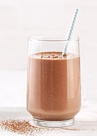 smoothie banane, cacao, sirop d'érable