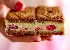 cheesecake sandwichs aux framboises