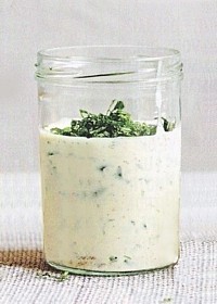 mayonnaise au yaourt, coriandre et menthe